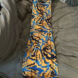 Vibrant Blue and Yellow Patterned Skirt